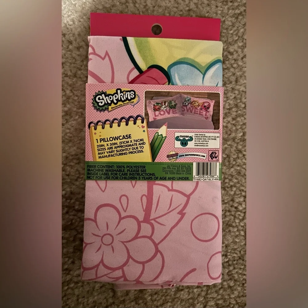 Shopkins Pillowcase LOVE SWEET (1) NWT